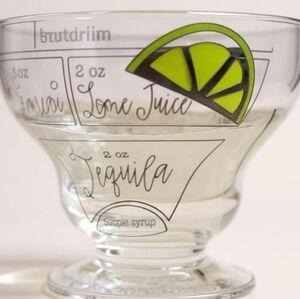 Mud Pie - 6 Clear Glass Cocktail Glasses with Lime Design